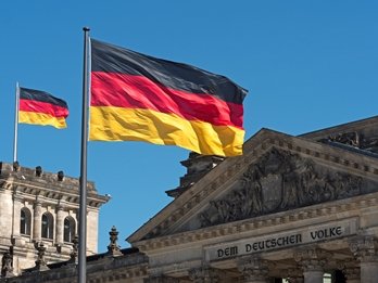 German flag outside the Reichstag building