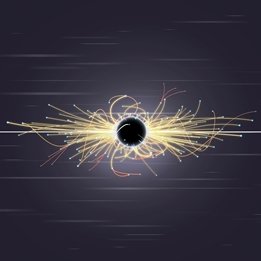 atom graphic with moving particles